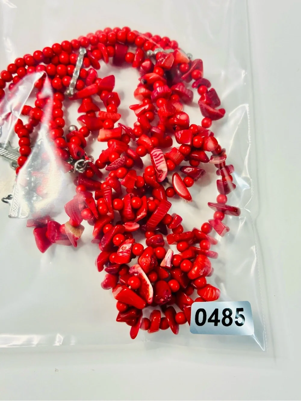 Bold Red Multi-Strand Chip Necklace Southwestern Festival Lightweight